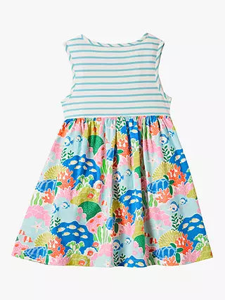 Mini Boden Girl's Hotchpotch Tiered Coral Reef Print Jersey Dress in Multi (Slightly Defect)