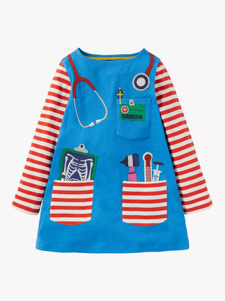 Boden Girl's Doctor Applique Pocket Jersey Tunic Elizabethan Blue Vet