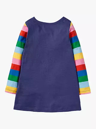 Mini Boden Girl's Planets Applique Pocket Jersey Tunic in Blue (Slightly Defect)