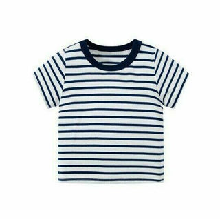 Baby Boden Breton Stripe T-sgirt in Ivory/ Navy