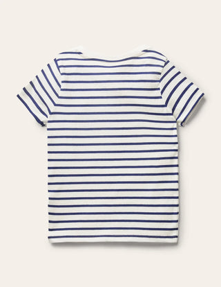 Mini Boden Short-sleeve Applique T-shirt in Ivory/ Starboard Blue Fruit (SLIGHTLY DEFECT)