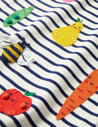 Mini Boden Short-sleeve Applique T-shirt in Ivory/ Starboard Blue Fruit (SLIGHTLY DEFECT)