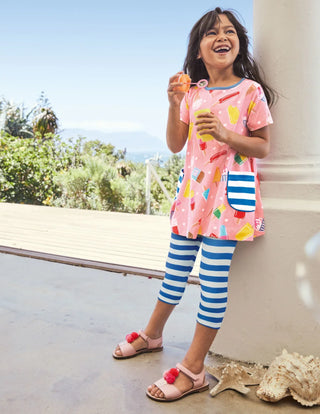 Mini Boden Girl's Printed Tunic in Pink Lemonade Ice Cream Spot (Slightly Defect)