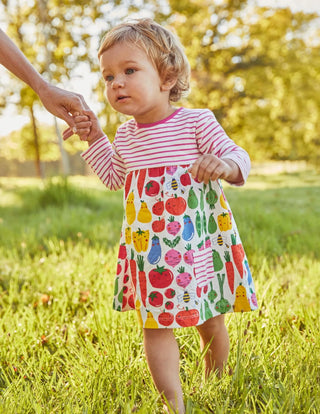 Baby Boden Jersey Hotchpotch Dress in Ivory Garden Gang (Slightly Defect)