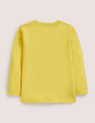 Mini Boden Girl's Superstitch T-shirt in Sweetcorn Yellow Dog (Slightly Defect)