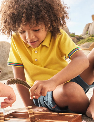 Mini Boden Boy's Pique Polo Shirt in Daffodil Yellow