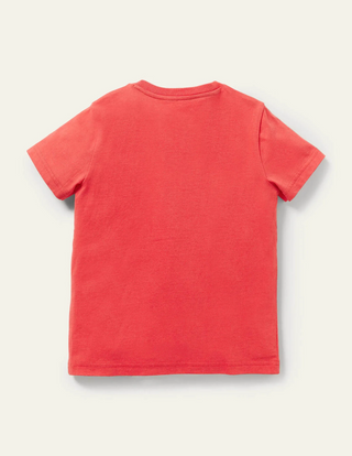 Mini Boden Boy's Stick-On Applique T-shirt in Strawberry Tart Red Sprout (Slightly Defect)