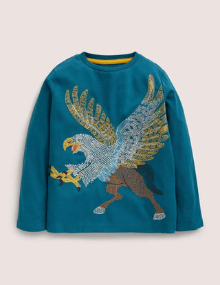 Mini Boden Superstitch T-shirt in Balthic Hippogriff