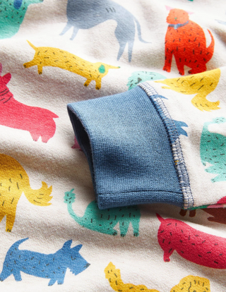 Mini Boden Printed Sweatshirt in Oatmeal Marl/Blue Dogs