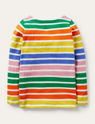 Mini Boden Boy's Rainbow Breton Top in Multi Rainbow