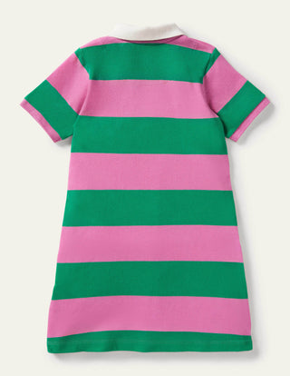 Mini Boden Girl's Applique Polo Dress in Green Pepper/Pink Horse