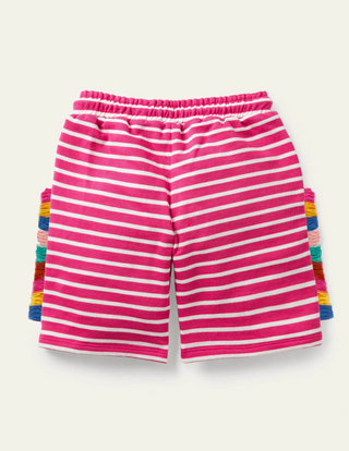 Mini Boden Girl's Jersey Applique Shorts in Tutti Fruity Pink Giraffe