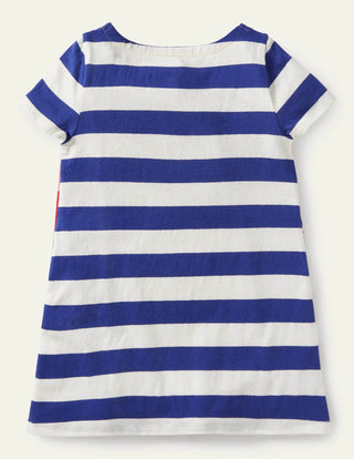 Mini Boden Girl's Applique Tunic in Blue Wave/Ivory Seahorse (Slightly Defect)