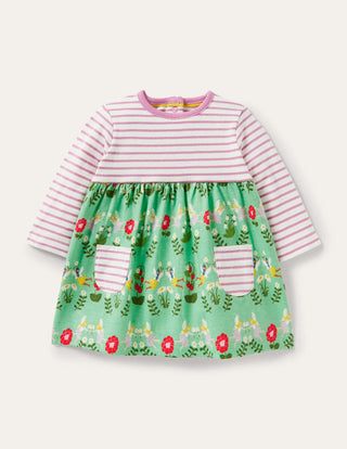 Baby Boden Girl's Hotch Potch Dress in Fountain Flower Fairies