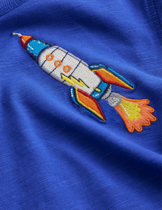 Mini Boden Washed Superstitch T-shirt in Bluing Blue Rocket (Slightly Defect)