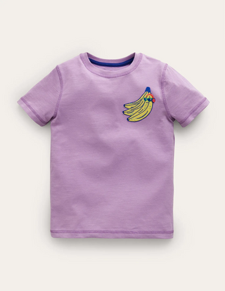 Mini Boden Kids Washed Superstitch T-shirt in Lupin Purple Bananas