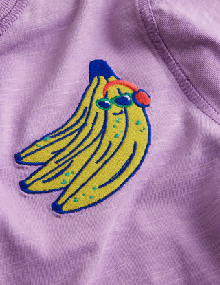 Mini Boden Kids Washed Superstitch T-shirt in Lupin Purple Bananas (Slightly Defect)