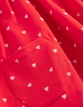 Mini Boden Girl's Jersey Yoke Dress in Strawberry Tart Tiny Hearts (SLIGHTLY DEFECT)