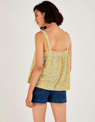 Women’s Ditsy Crochet Trim Cami Top in Yellow