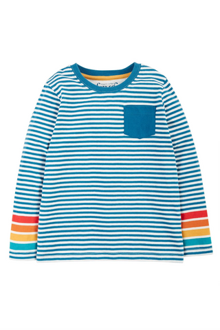 Frugi Girl's Mylor Switch Top in Blue (Slightly Defect)