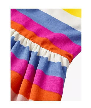 Mini Boden Girl's Long Sleeve Pretty Jersey Striped Sweat Dress in Rainbow (Slightly Defect)