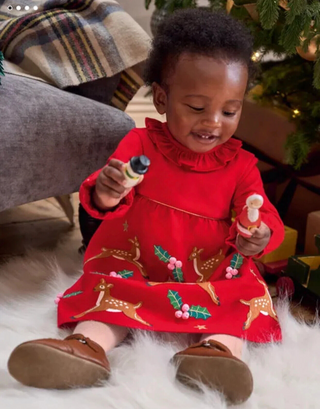 Baby Boden Deer Applique Jersey Dress in Red (Slightly Defect)