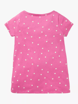 Mini Boden Girl's Applique Spot Fish Pocket Tunic in Tickled Pink (Slightly Defect)