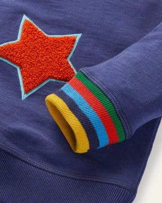 Mini Boden Boy's Foil Star Applique Hoodie in Blue