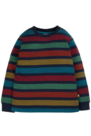 Frugi Boy's Rainbow Stripe Top in Indigo Multi