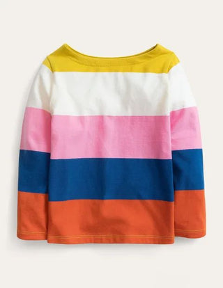 Mini Boden Everyday Breton Top in Cherry Blossom Rainbow Stripe