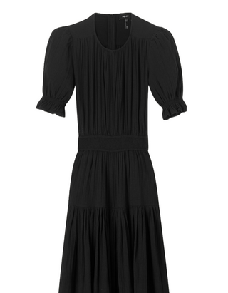 Women's Cotton Cheesecloth Cut Out Full-Length Dress in Black (IMPERFECT)