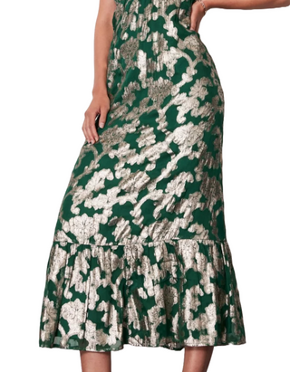 Women’s Metallic Maxi Jacquard Dress in Green/Multi