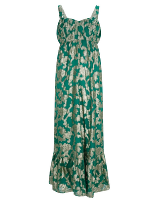 Women’s Metallic Maxi Jacquard Dress in Green/Multi