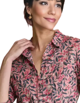 Women's Long Sleeve Cotton Summer Larissa Shirt in Ceramic Rose Pink