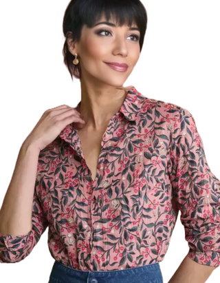 Women's Long Sleeve Cotton Summer Larissa Shirt in Ceramic Rose Pink