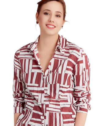 Women's Long Sleeve Cotton Summer Larissa Shirt in Dune Fence Umber