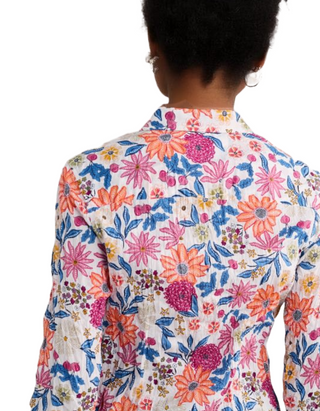 Women's Larissa Organic Cotton Shirt in Pattern Flower Chalk