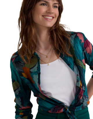 Women's Larissa Organic Cotton Shirt in Lelant Abstract Mix