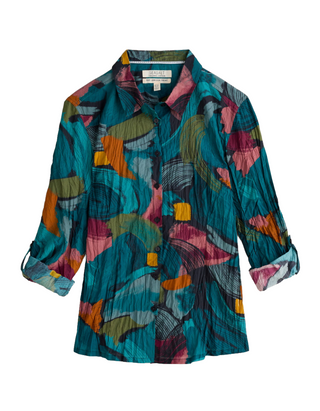 Women's Larissa Organic Cotton Shirt in Lelant Abstract Mix