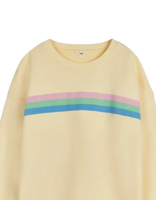 Women's Long Sleeve Aurora Stripe Relaxed Sweatshirt in Yellow Multi (IMPERFECT)