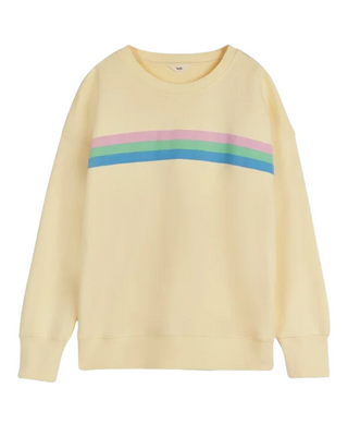 Women's Long Sleeve Aurora Stripe Relaxed Sweatshirt in Yellow Multi (IMPERFECT)