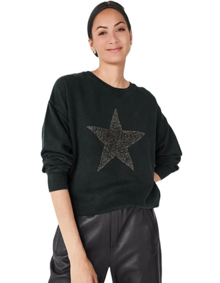 Women's Long Sleeve Remi Rhinestone Sweatshirt in Black Multi (IMPERFECT)