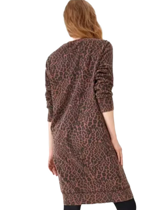 Women's Iiona Leopard Print Sweatshirt Dress in Brown