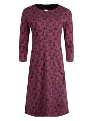 Women's 3/4 Sleeve Moondust Jersey Dress in Crushed Berry