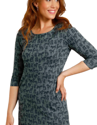 Women's 3/4 Sleeve Moondust Jersey Dress in Light Navy (Imperfect)