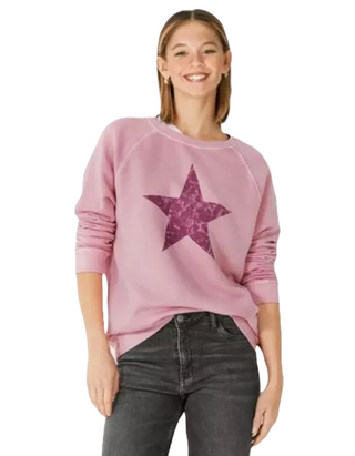 Women's Crackle Star Sweatshirt in Pink