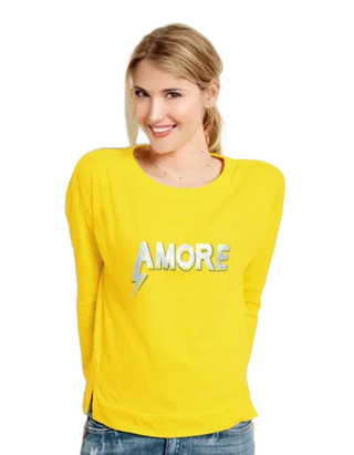 Women's Long Sleeve Amore T-shirt in Yellow (IMPERFECT)