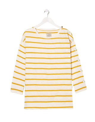 Women’s Kinsley Drop Shoulder Stripe Top in Yellow Gold Sand (IMPERFECT)