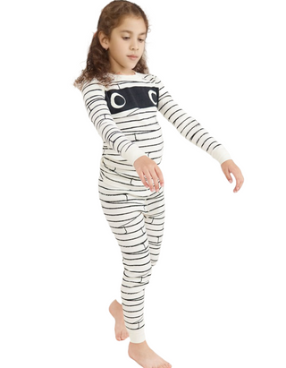 Kids Long John Pajama Set in Mischievous Mummy (SLIGHTLY DEFECT)