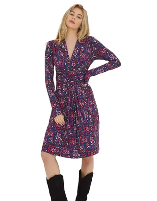 Women's Delphine Abstract Jersey Dress in Purple (IMPERFECT)